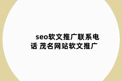 seo软文推广联系电话 茂名网站软文推广